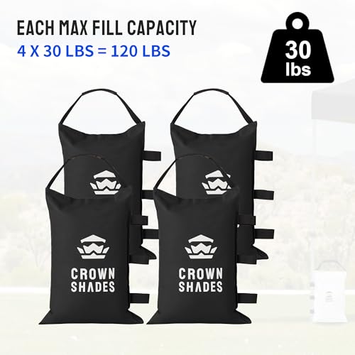 CROWN SHADES Sand Bags for Canopy Legs (120 LBS) Sandbags for Weight, Canopy Weights, Pop Up Tent Weights Bags, Black (Unfilled) (Pack of 2) - color: Black, size: 120lbs (Pack of 2)