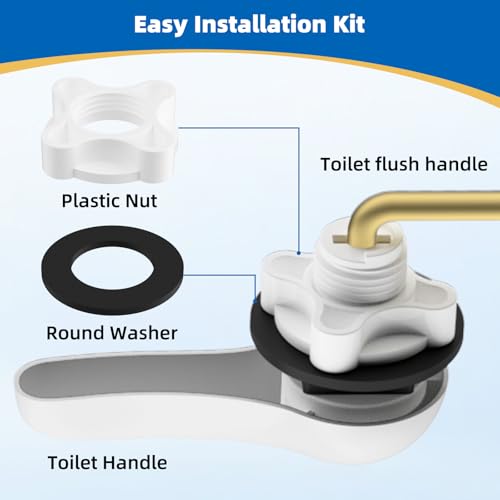 Hibbent Metal Front Mount Toilet Handle Replacement Kit, White | Upgraded Metal Flush Lever, Universal Toilet Flush Handle Fit Front Tanks, Stainless Steel Flapper Chains, 4 Adjustable Holes - color: White, style: Classic