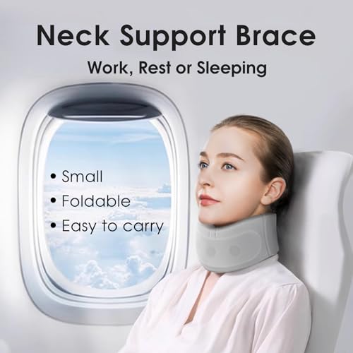 RESTCLOUD Neck Brace for Neck Pain and Support, Neck Support Brace, Adjustable Cervical Collar, Gray, 3.5" Tall, 21.5" Long - size: 3.5" Tall, 21.5" Long