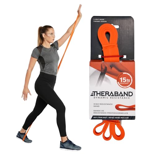 THERABAND High Resistance Band, Light Elastic Super Band for Full Body Workouts, Physical Therapy, Strength Training, Durable 41” Loop Exercise Band, 15 lb Resistance - size: Light (15 lbs)