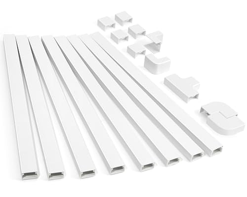 126in Cord Hider Kit, ZhiYo Cord Cover for Wall Mounted TV, Paintable Wire Cover for Cords, TV Cable Hider Wall Kit, Cable Cover Wire Management, White Cords Concealer, 8 x L15.7in W0.95in H0.55in - color: White, size: W0.95in X H0.55in X L126in