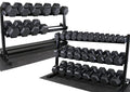 WF Athletic Supply Rubber Coated Hex Dumbbell Set, Multiple Choices Available - Dumbbells with Rack Stand and Mat, or Dumbbells Only (200/550/1200/2100/3000 LB) - color: i. 5 - 100LB w/ 3-tier Rack and Mat