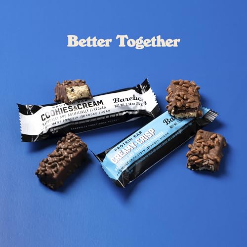 Barebells Protein Bars Combo Pack – 12 Creamy Crisp & 12 Cookies & Cream (24 bars total) – High Protein Snacks with 20g Protein & No Added Sugar – On-the-Go Breakfast or Post-Workout Treat - size: 12 Count (Pack of 2)