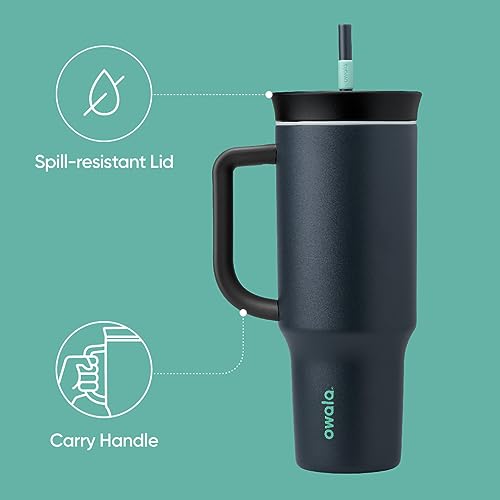 Owala Tumbler Stainless Steel Water Bottle 40 oz Foggy Tide | 2-in-1 Sip-or-Swig Lid | Splash-Resistant Lid | Reusable Straw | Cup Holder Friendly | Right & Left Hand Friendly - color: Foggy Tide, size: 40 Ounces (Pack of 1)