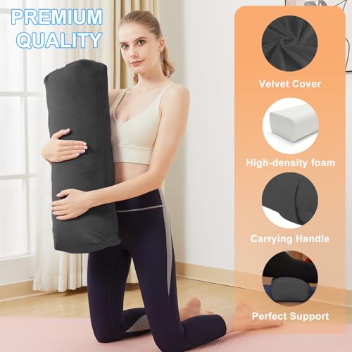 Rectangular Yoga Bolster Pillow, Meditation Pillow for Yin & Restorative Yoga, Filled with Wasted Sponge - color: Black