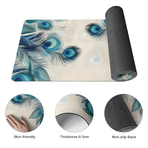 Navy Blue Grey White Yoga Mat Non Slip Abstract Art Modern Oil Painting Exercise Mat with Carrying Strap, Large Yoga Mats for Women, Workout Mats for Pilates, Stretching & Fitness - color: Teal Green, size: 68"L x 24"W