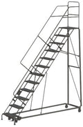 Tri-Arc KDHS112242 12-Step Heavy-Duty Safety Angle Steel Rolling Industrial & Warehouse Ladder with Grip Strut Tread - size: 12-Step, style: Grip Strut Tread