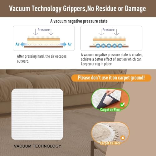 Anti Slip Carpet Grips 8 Pcs Vacuum Technology Carpet Gripper for Hardwood Floors Anti Curling Rug Pad Grippers Washable Keep Corners Flat - size: 8 PCS