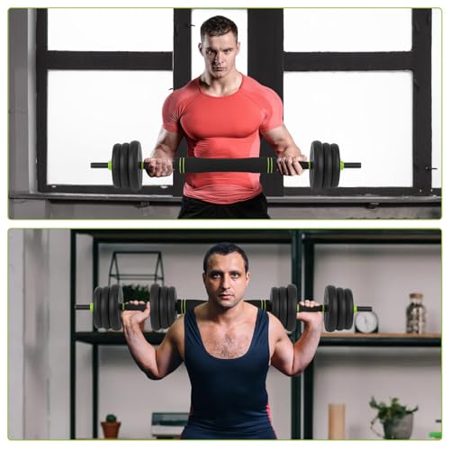 Adjustable Weight Set 66/88 Lbs, 4-in-1 Dumbbell Set and Barbell Weight Set for Home Gym, Converts to Kettlebell & Push-Up Stand, Free Weights Dumbbells Set for Men & Women Full Body Workout - size: 44 Lb-Round