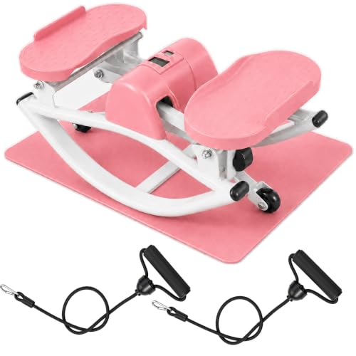 Rock Fitness Stepper, Portable Step Rocker Side to Side at Home, Aerobic Workout Machine Fitness Equipment Suitable for Apartment and Dormitory - color: Pink