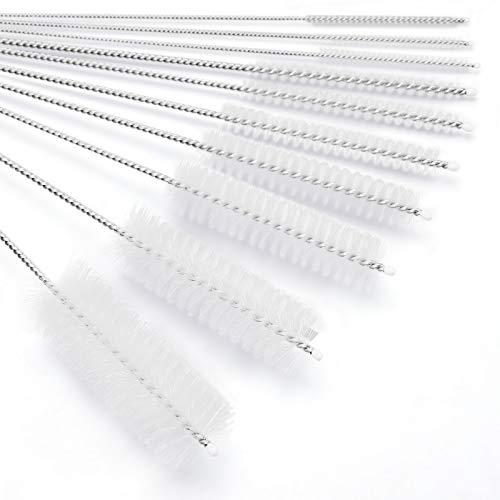 CiaraQ Bottle Cleaning Brushes, 8 Inch Nylon Tube Brush Set | White Cleaner for Narrow Neck Bottles Cups with Hook, Set of 10pcs. - color: White, size: 8.0 Inch (10pcs)