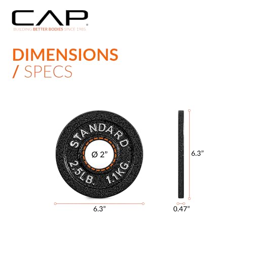 CAP Barbell 2-Inch Olympic Weight Plate | Multiple Options - size: 2.5 lb - Set of 6, style: Classic - Black