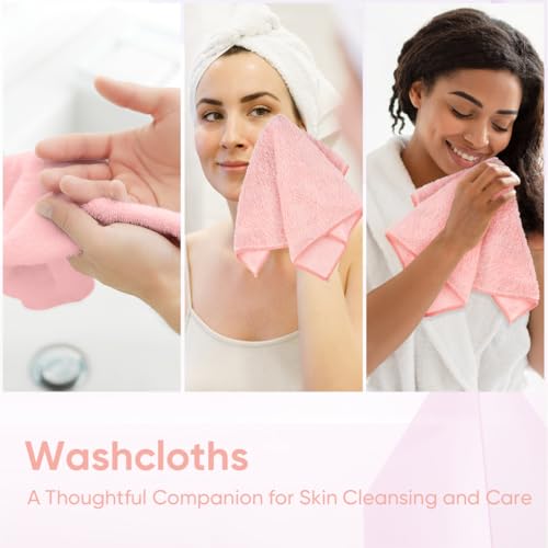 HOMEXCEL Microfiber Washcloths 12 Pack, Highly Absorbent and Soft Face Towel, Multi-Purpose Wash Cloths for Bathroom, Gym, Hotel, Spa and Kitchen, Multicolor 12x12 Inch, Pink - color: Pink