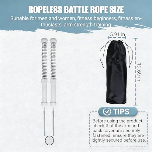 2PCS Weighted Ropeless Battle Ropes for Home Gym, Heavy Duty Arm Exerciser for Strength Training, Portable Battle Rope for Advanced Workouts and Core Muscle Building (Grey 3) - color: Grey 3