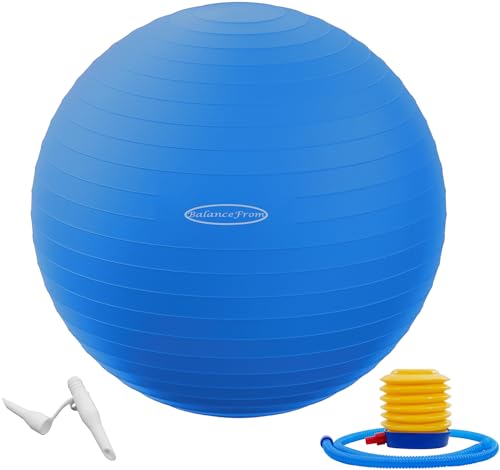 Fitvids Anti-Burst and Slip Resistant Exercise Yoga Fitness Birthing Ball with Quick Pump, 2,000-Pound Capacity, Multiple Colors and Sizes - color: Blue, style: 15-18in (38-45cm), S