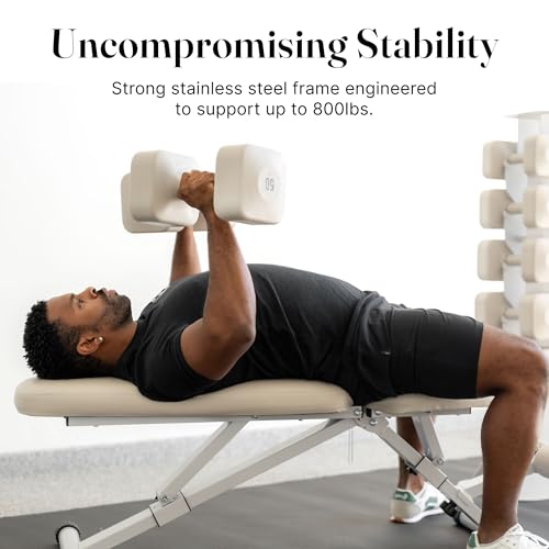 WeGym Fitness Bench, Adjustable, Collapsible, Comfortable, and Luxurious Home Gym Bench for Strength Training - color: Sandstone