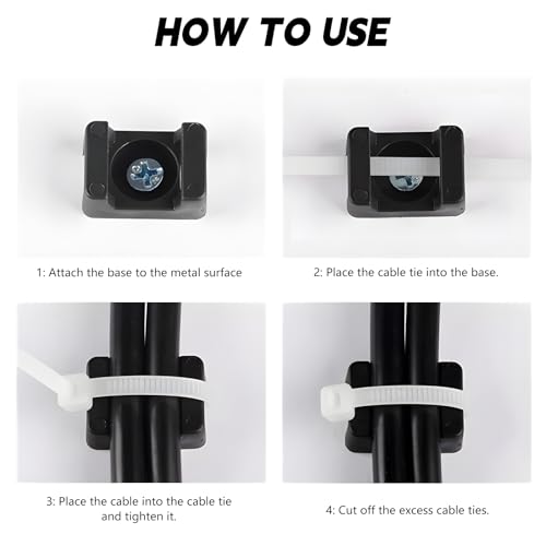20Pcs Magnetic Zip Tie Base 100 Nylon Cable Ties 22mm Office Cable Organizer