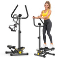ZIWWVY Stepper Machine with Resistance Bands, Mini Stepper with 300LBS Weight Capacity, Twist Stepper for Full Body Workout, Adjustable Step Height, Smooth and Quiet, Step Machine for Men Women - style: Handlebar Model