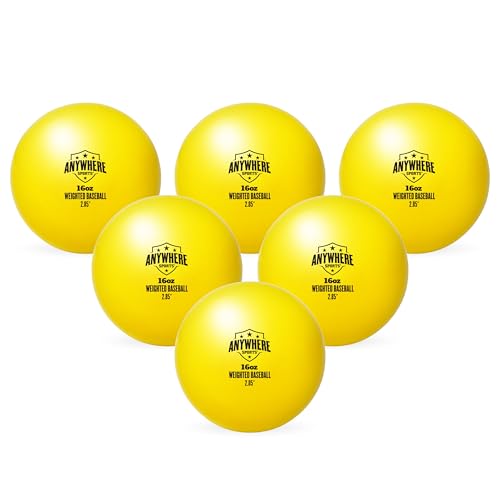 Anywhere Sports Weighted 16 oz Training Baseballs - Hitting & Pitching for All Skill Levels - Improve Power and Mechanics with Weighted Baseball Training Balls, 2.85” Diameter - style: 6-Ball Bundle