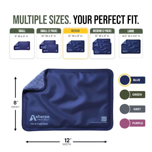 Medium Flexible Gel Ice Packs Reusable - Hot and Cold Soft Ice Packs for Injuries Reusable for Ankle, Arm, Foot, Leg, Back Pain Relief - 8" x 12" - Blue - size: Medium, style: Blue