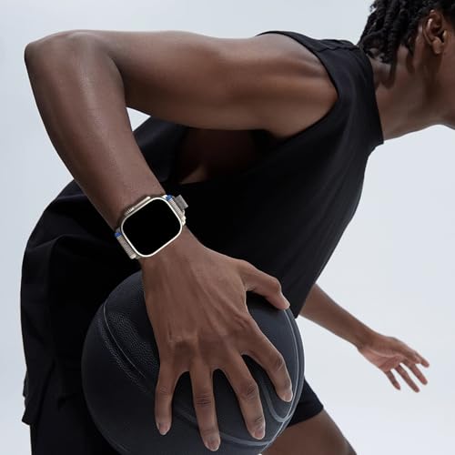 Trail Loop Nylon Band - Compatible with Apple Watch Ultra 2 Band/Ultra Bands 49mm 45mm 44mm Men Women, Braided Elastic Weave Sport Strap for iWatch Ultra 2, iWatch Ultra Series 10 46mm SE/9/8/7/6/5 - color: Trail/Blue Light Gray/Titanium