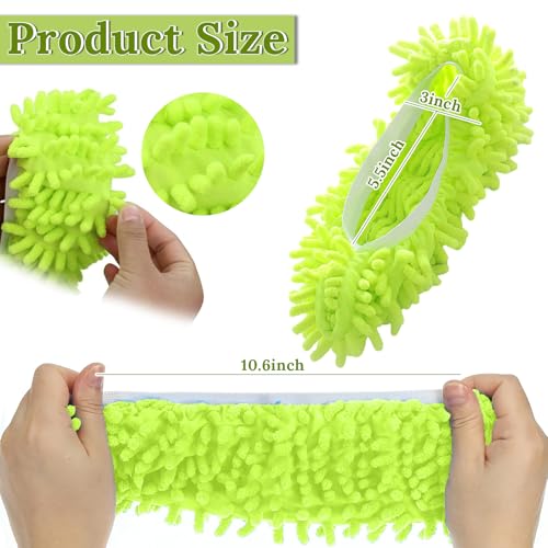 Mop Slippers Shoes for Women Men Foot Dust Duster Microfiber Dust Hair | Reusable Sweeper Cleaning Tool for House Bathroom Kitchen - color: Green, size: F