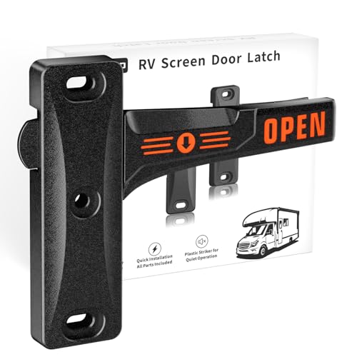 Zinc Alloy RV Screen Door Latch,Camper Screen Door Latch Replacement Kit,RV Screen Door Handle for Motorhome,Travel Trailer, Camper - color: Black, size: Right Handle