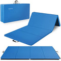 BalanceFrom 10x4 Feet 4-Panel Folding Gymnastics Mat – 2-Inch Thick Pad with Vinyl Surface and Carrying Handles for Tumbling, Yoga, Pilates, Home Workouts, and Martial Arts - color: Blue