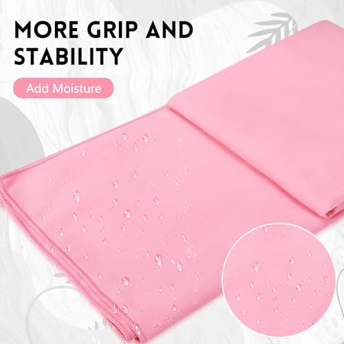 Breling 4 Pack 72" x 24" Hot Yoga Towel Non Slip Microfiber Mat Towel Sweat Absorbent Soft Pilates Mat Essentials for Hot Yoga Pilates Exercise(Purple, Pink, Blue, White) - color: Purple, Pink, Blue, White