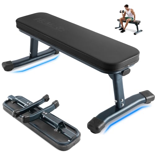 Flat Weight Bench, 2.4 Inch Thick Pad Workout Bench 660 LBS Bench Press Exercise Equipment for Home Gym Strength Weight Training - color: Black, size: 43 in Foldable
