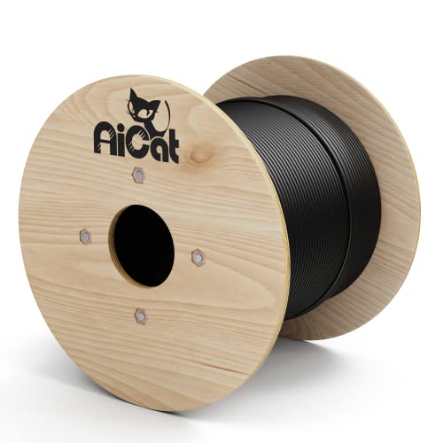 AiCat Cat6 Outdoor Ethernet Cable Direct Burial Unshielded Riser CMX Rated 500ft, UV Resistant 23AWG Solid Bare Copper, 550MHz,PoE++,UL Listed, Twisted Pair UTP, Waterproof, Bulk Ethernet Cable-Black - color: Black, size: 500ft, style: Cat6