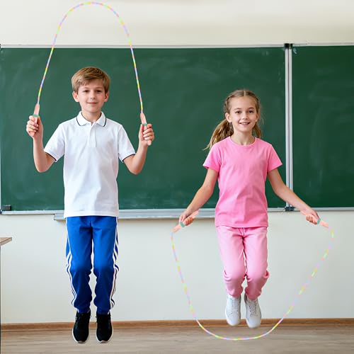 Beaded Jump Rope 1 Pack/2 Pack, ACEONE Segmented Skipping Rope for Kids Adults, Adjustable Tangle-Free Toddler Jumping Rope for Fitness Exercise Training - color: Pink