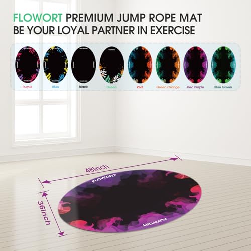Cheete Jump Rope Mat Large Rubber Exercise Mat Indoor Outdoor Shock Absorbing Mat Non-Slip Oval Design for Floor & Rope Protection, Workout Mats for Home Gym Flooring - color: Red＆Purple