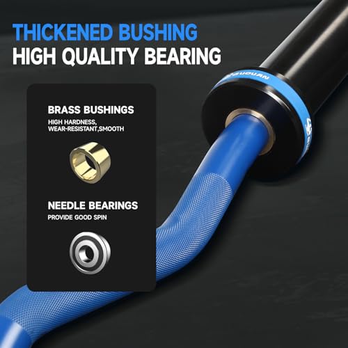 Olympic EZ Curl Barbell Bar, 400LBS Weight Capacity Olympic Curl Bar, 4ft Barbell Weight Bar with Knurled Grip for 2 Inch Weight Plates, Hip Thrusts,Squat,Biceps-Home Gym Weight Bar - color: Blue