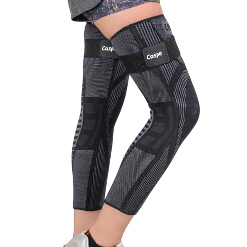 Caspe Leg Compression Sleeve With Strap, Full Length Thigh Knee Calf Support, Knee Compression Sleeve Women & Men, Full Leg Support for Light Recovery, Daily Wear - size: Medium