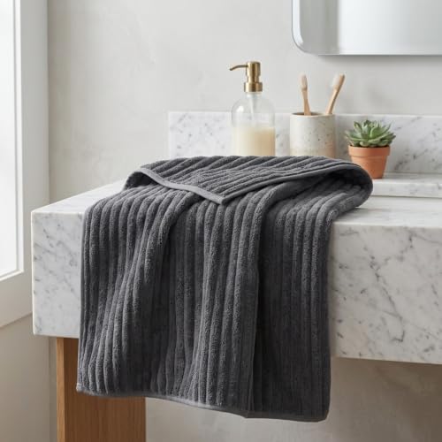 3 Piece Bath Towel Set, 40"x80" Bath Sheets,Charcoal Gray | 1Bath towels 1Hand towels 1Washcloths，Microfibers，Extra-large size，Big and Tall users，Quick dry，Highly Absorbent - color: Charcoal Gray, size: 3 Piece Towel Set