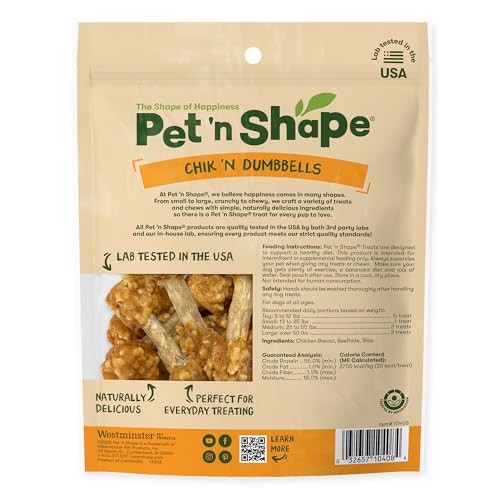 Pet 'n Shape Chik 'n Rice Dumbbells - All Natural Dog Treats, Chicken, 8 oz, 10408 - size: 8 Ounce (Pack of 1)