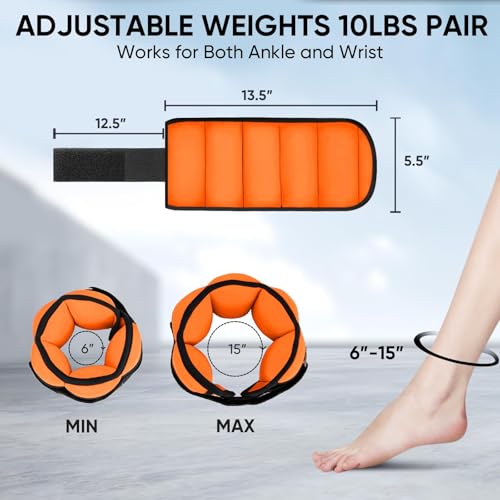 APEXUP Adjustable Ankle Weights for Women and Men, Modularized Leg Weight Straps for Yoga, Walking, Running, Aerobics, Gym, Physical Therapy - color: Orange, size: 5 lbs x2