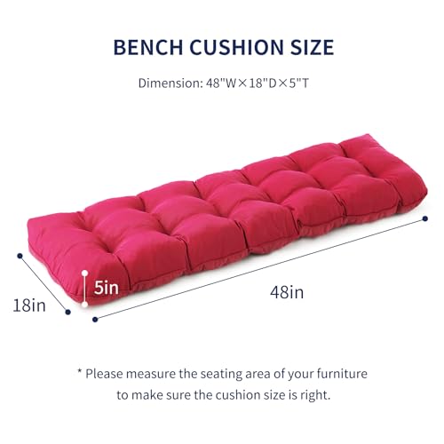 IPYNBAP Outdoor Bench Cushion, 48x18x5 Inch, Water-Resistant Bench Cushion for Outdoor/Indoor Furniture, Patio Bench Seat Cushion, Fade Resistant Outdoor Cushions for Porch Swing Couch, Burgundy - color: Burgundy, size: 48x18x5 Inch