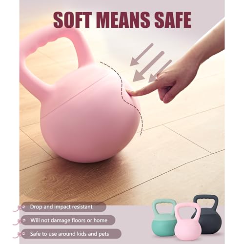 sogesfurniture Soft Kettlebells,Safe Strength Training Kettlebells,Iron Sand Filled Weights Strength Training Kettlebells,Fitness Soft Kettlebells for Women Men Children - color: 15LBS-Pink