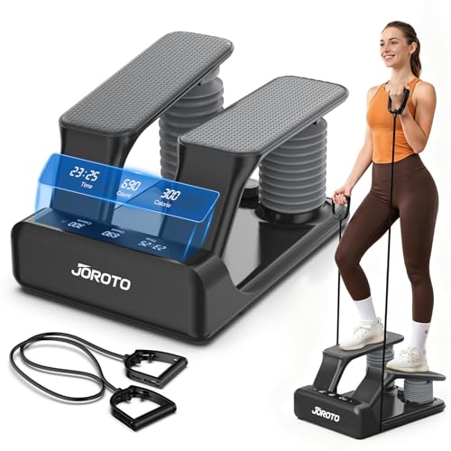 JOROTO Air Stepper Exercise Machine with LED Monitor and Resistance Bands, 300LB Capacity Stair Stepper, 5-Level Adjustable Resistance and Low-Impact Steppers for Exercise at Home