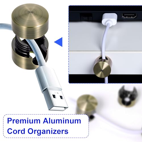 SmallCat 5Sets Charger Holders for Cords, Antique Copper Adhesive Cord Clip | Metal Cord Clips, Cable Anchor Holders, Adjustable Cable Management Wire Organizers for Desk, Office, Nightstand - color: Antique Copper, size: 5 Sets
