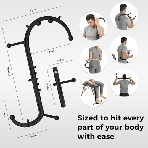 Detachable Trigger Point Massage Tool for Body Muscle Pain Relief | Button-Release Design, S/C, Massage Hook for Back, Neck & Shoulder, Pressure Point Therapy Tool for Deep Tissue Relief - color: Black, size: Large