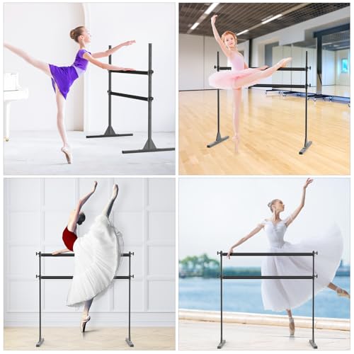 SELEWARE Height Adjustable Ballet Barre Freestanding Ballet Bar Heavy Duty Dance Bar Support Barre Movements Body Stretch Pull-ups, Sturdy Construction Never Fall Apart, Anti-Slip - color: 4 FT (Steel Crossbar with Fabric Cover, Black)