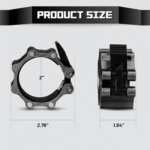 RitFit 2-Inch Magnetic Barbell Collars Locking Clamps - Heavy Duty Aluminum Alloy, Quick Release with Non-Slip TPR Pads for Olympic Weightlifting Powerlifting Training (Pair) - color: Black