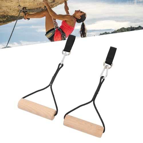 Pull Up Handle Strength Trainer, Wooden Gymnastic Rings Portable Gymnastic Hanging Rings Non Slip Gym Rings with Storage Bag for Outdoor Home Gym