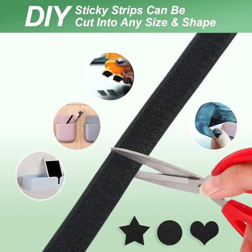 1''×41Ft Black Heavy Duty Hook And Loop Tape Adhesive, No Punching Picture Wall Mounting Roll, Sticky Back Couch Cushion Grip, Keep Rugs in Place, Strong Adhesive Tape for DIY at Classroom Office Home - size: 1In × 41Ft, style: Black