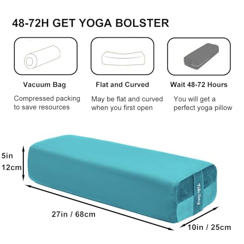 Rectangular Yoga Bolster Pillow, Meditation Pillow for Yin & Restorative Yoga, Filled with Wasted Sponge - color: Green