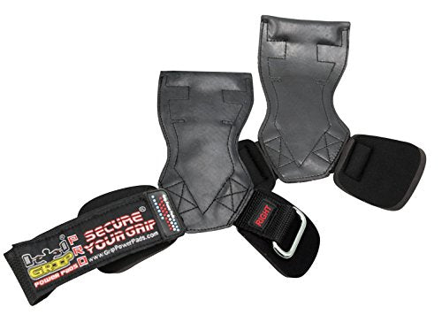 Lifting Grips PRO Weight Gloves Heavy Duty Barbell Gymnastics Straps Alternative to Power Hooks Deadlifts Adjustable Neoprene Padded Wrist Wrap - color: Black Rubber, size: Large 7.50"-8.50" Wrist Size