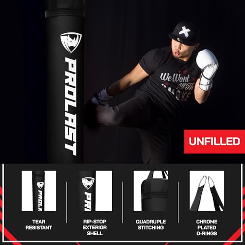 Heavy Punching Kicking Bag for Adults, Boxing, MMA, Martial Arts, Muay Thai, Strength Training Equipment, Filled/Unfilled, 6ft, 150 lbs, Special Edition Logo - color: Black /Black, size: Unfilled